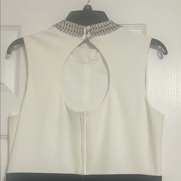 Bisou Bisou Black and White Midi Dress with Embellished Collar - Picture 6 of 11